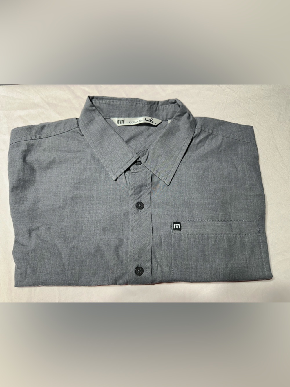 Travis Mathew Men's Casual Button-Down Shirt in Slate Gray